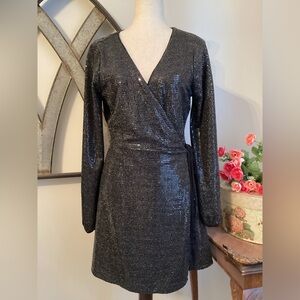 Lulu's Black Sequin Long Sleeve Dress